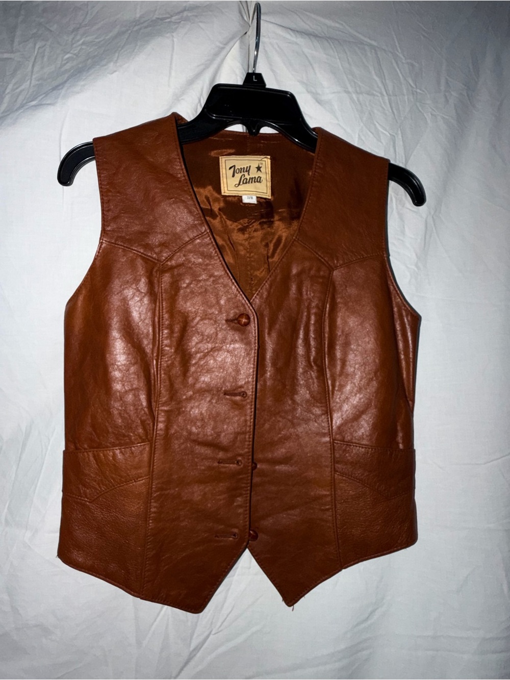 Tony Lama Chestnut Brown Leather Western Vest